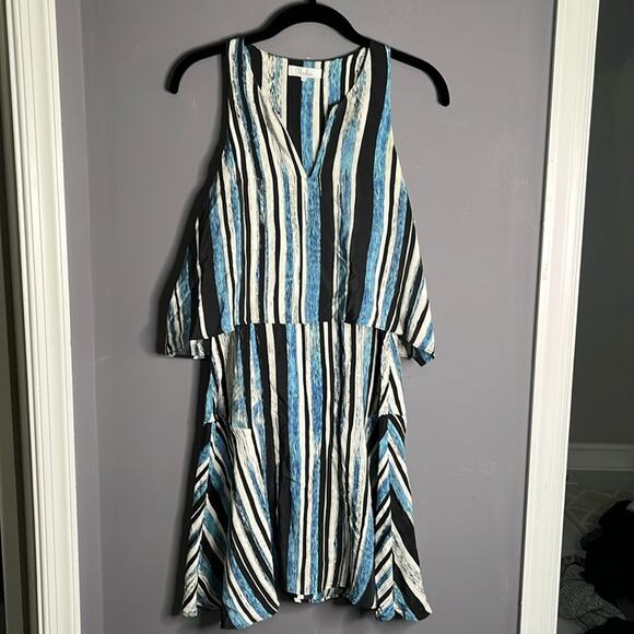 Parker Black and Blue Silk Sleeveless Flowy Layered Dress Size Small - Picture 9 of 9